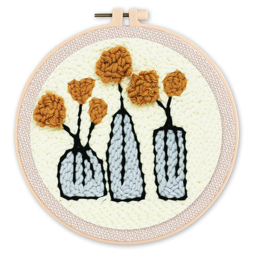 Punch Needle set Blumen in Vasen