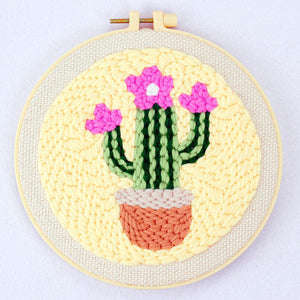 Punch Needle set Kleiner Kaktus in voller Blüte