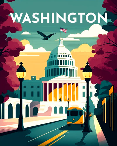 Diamond Painting – Reiseposter Washington