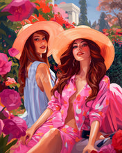 Laden Sie das Bild in den Galerie-Viewer, Diamond Painting - Schwestern in einem rosa Garten