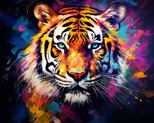 Diamond Painting – Tiger Farbenfroh Abstrakt – 40 x 50 cm auf Keilrahmen gespannt