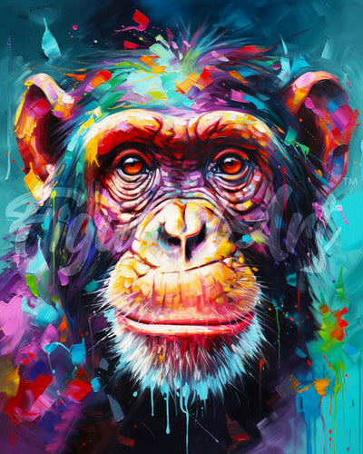 Diamond Painting - Schimpanse Farbenfroh Abstrakt