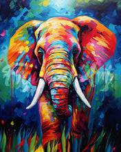 Laden Sie das Bild in den Galerie-Viewer, Diamond Painting – Elefant Farbenfroh Abstrakt – 40 x 50 cm auf Keilrahmen gespannt