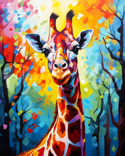 Laden Sie das Bild in den Galerie-Viewer, Diamond Painting – Giraffe Farbenfroh Abstrakt – 40 x 50 cm auf Keilrahmen gespannt
