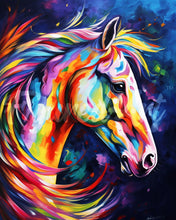 Laden Sie das Bild in den Galerie-Viewer, Diamond Painting – Pferd Farbenfroh Abstrakt – 40 x 50 cm auf Keilrahmen gespannt