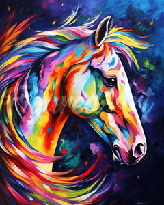 Diamond Painting – Pferd Farbenfroh Abstrakt – 40 x 50 cm auf Keilrahmen gespannt