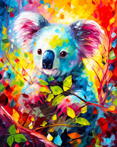 Diamond Painting – Koala Farbenfroh Abstrakt – 40 x 50 cm auf Keilrahmen gespannt