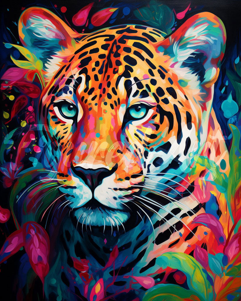 Diamond Painting – Leopard Farbenfroh Abstrakt – 40 x 50 cm auf Keilrahmen gespannt