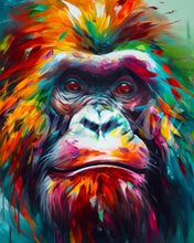 Laden Sie das Bild in den Galerie-Viewer, Diamond Painting – Orang–Utan Farbenfroh Abstrakt – 40 x 50 cm auf Keilrahmen gespannt