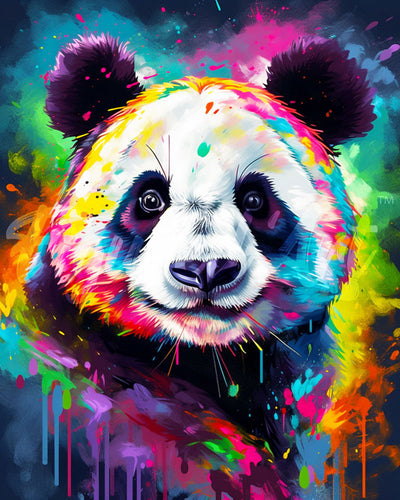 Diamond Painting - Panda Farbenfroh Abstrakt