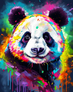 Diamond Painting – Panda Farbenfroh Abstrakt – 40 x 50 cm auf Keilrahmen gespannt