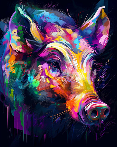 Diamond Painting - Wildschwein Farbenfroh Abstrakt