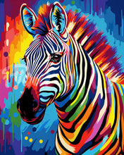 Laden Sie das Bild in den Galerie-Viewer, Diamond Painting - Zebra Farbenfroh Abstrakt