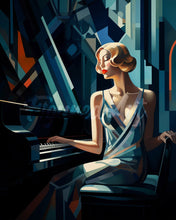 Laden Sie das Bild in den Galerie-Viewer, Diamond Painting – Art-Deco-Frau am Klavier