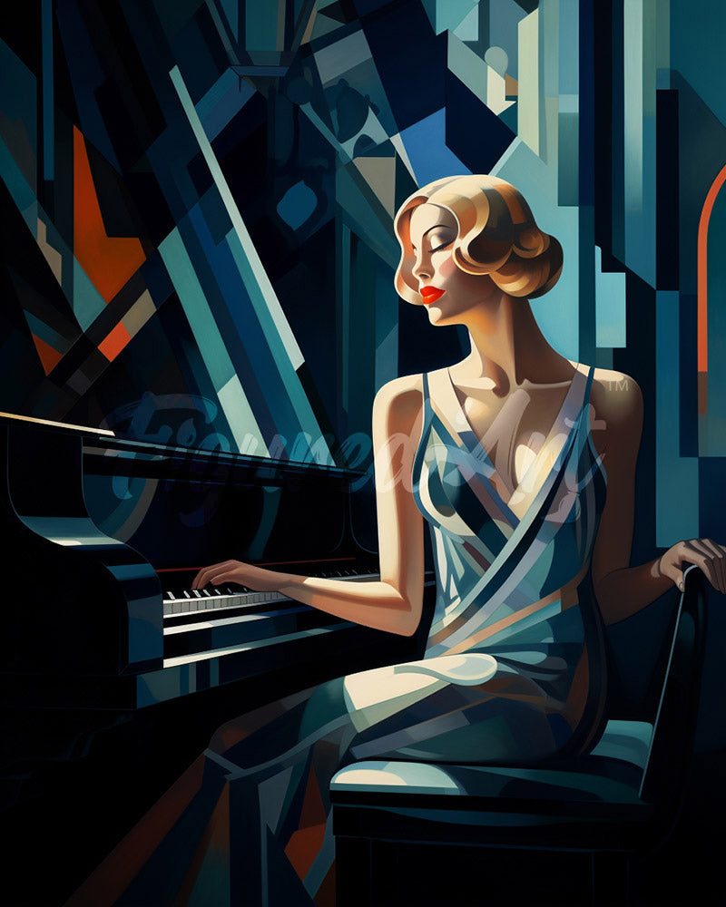 Diamond Painting – Art-Deco-Frau am Klavier