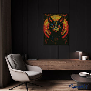 Diamond Painting – Art-Deco-Schwarze Katze