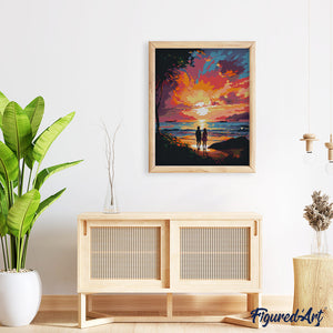 Diamond Painting - Pärchen und bunter Sonnenuntergang