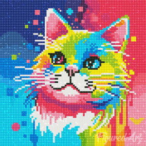 Mini Diamond Painting 25 x 25 cm - Abstrakte Pop Art Katze