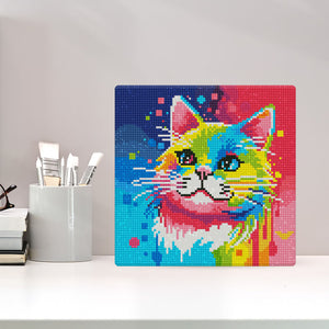 Mini Diamond Painting 25 x 25 cm - Abstrakte Pop Art Katze