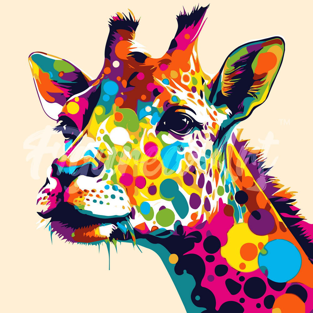 Mini Diamond Painting 25 x 25 cm - Abstrakte Pop Art Giraffe