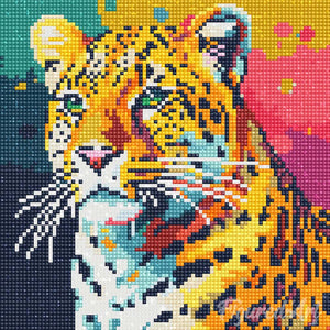 Mini Diamond Painting 25 x 25 cm - Abstrakter Pop Art Leopard