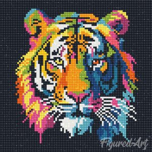 Mini Diamond Painting 25 x 25 cm - Abstrakter Pop Art Tiger