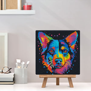 Mini Diamond Painting 25 x 25 cm - Neon Hund Abstrakt Pop Art