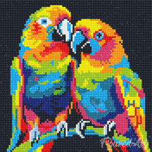 Laden Sie das Bild in den Galerie-Viewer, Mini Diamond Painting 25 x 25 cm - Papageien Abstrakt Pop Art