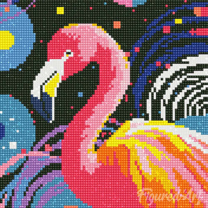 Mini Diamond Painting 25 x 25 cm - Flamingo Abstrakt Pop Art