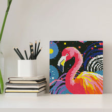 Laden Sie das Bild in den Galerie-Viewer, Mini Diamond Painting 25 x 25 cm - Flamingo Abstrakt Pop Art