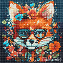 Laden Sie das Bild in den Galerie-Viewer, Mini Diamond Painting 25 x 25 cm - Fantasie Fuchs mit Blumen