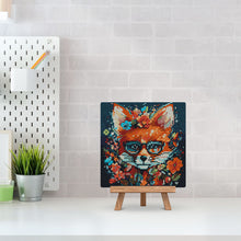 Laden Sie das Bild in den Galerie-Viewer, Mini Diamond Painting 25 x 25 cm - Fantasie Fuchs mit Blumen