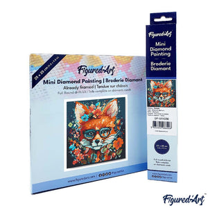 Mini Diamond Painting 25 x 25 cm - Fantasie Fuchs mit Blumen