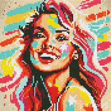 Laden Sie das Bild in den Galerie-Viewer, Mini Diamond Painting 25 x 25 cm - Schöne Blondine Pop Art