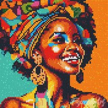 Laden Sie das Bild in den Galerie-Viewer, Mini Diamond Painting 25 x 25 cm - Afrikanische Königin Pop Art