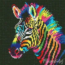 Laden Sie das Bild in den Galerie-Viewer, Mini Diamond Painting 25 x 25 cm - Neon-Zebra