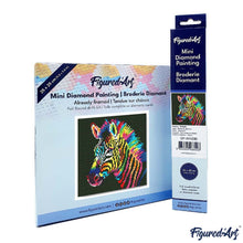Laden Sie das Bild in den Galerie-Viewer, Mini Diamond Painting 25 x 25 cm - Neon-Zebra