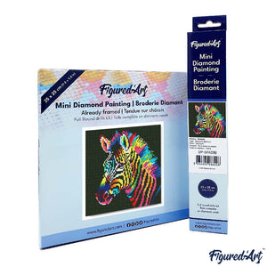 Mini Diamond Painting 25 x 25 cm - Neon-Zebra