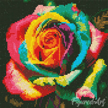 Laden Sie das Bild in den Galerie-Viewer, Mini Diamond Painting 25 x 25 cm - Mehrfarbige Rose