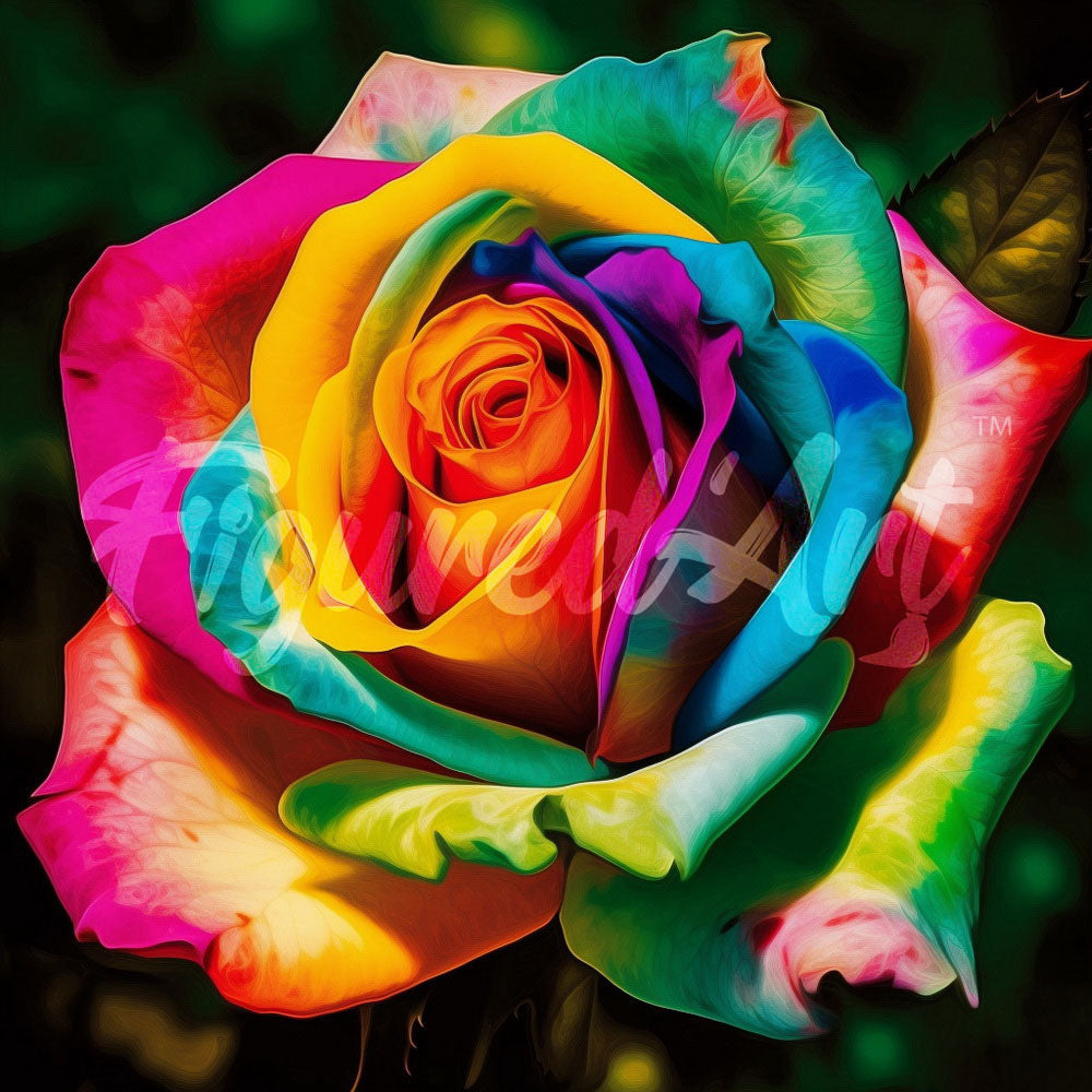 Mini Diamond Painting 25 x 25 cm - Mehrfarbige Rose