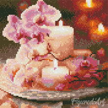 Laden Sie das Bild in den Galerie-Viewer, Mini Diamond Painting 25 x 25 cm - Orchideen und Kerzen