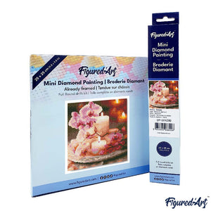 Mini Diamond Painting 25 x 25 cm - Orchideen und Kerzen