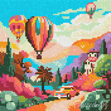 Laden Sie das Bild in den Galerie-Viewer, Mini Diamond Painting 25 x 25 cm - Ballons über dem Tal