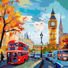 Laden Sie das Bild in den Galerie-Viewer, Mini Diamond Painting 25 x 25 cm - Herbst in Londoner Stadt