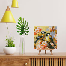 Laden Sie das Bild in den Galerie-Viewer, Mini Diamond Painting 25 x 25 cm - Vogelpaar zwischen Blüten