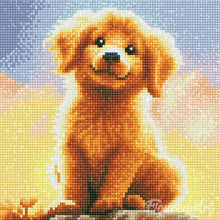 Laden Sie das Bild in den Galerie-Viewer, Mini Diamond Painting 25 x 25 cm - Süßer Golden Retriever Welpe