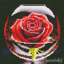 Laden Sie das Bild in den Galerie-Viewer, Mini Diamond Painting 25 x 25 cm - Rote Rose im Glas