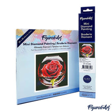 Laden Sie das Bild in den Galerie-Viewer, Mini Diamond Painting 25 x 25 cm - Rote Rose im Glas