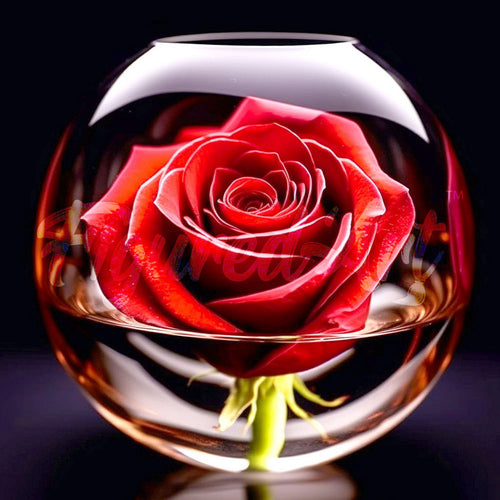 Mini Diamond Painting 25 x 25 cm - Rote Rose im Glas