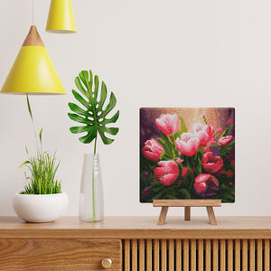 Mini Diamond Painting 25 x 25 cm - Hübsche Rosa Tulpen